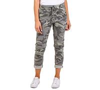 Zaif & Hari Ladies Italian Stretch New Camouflage Army Print Trouser Magic Joggers Pant 8-22 (20-22, Khaki)