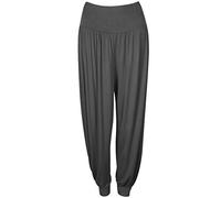 Ladies Plain Harem Pants Cuffed Bottom Womens Girls Ali Baba Long Baggy Trousers Leggings Plus Size 8-26 (L/XL (16-18), Charcoal)