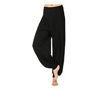 Zaif & Hari Ladies Plain Harem Pants Cuffed Bottom Womens Girls Ali Baba Long Baggy Trousers Leggings Plus Size 8-26 (S/M (8-10), Black)