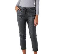 Zaif & Hari Ladies Stretch Wet Look Faux Leather Magic Trousers Womens Crushed Casual Leggings Look Joggers Pants One Size UK 8-22 (Dark Grey, 8-16)