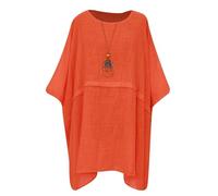 Zaif & Hari Ladies Tunic Top Women Italian Plain new Batwing Oversized Linen Cotton Smock Blouse Plus Size 18-28 (One Size 8-26, Orange)