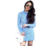 Zaif & Hari® Ladies Womens Long Sleeve Polo Neck Cable Knitted Jumper Dress Top Plus Size UK 8-22 (L/XL (UK 16-18), Sky Blue)