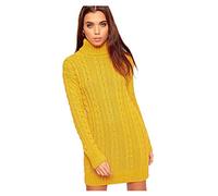 Zaif & Hari® Ladies Womens Long Sleeve Polo Neck Cable Knitted Jumper Dress Top Plus Size UK 8-22 (L/XL (UK 16-18), Mustard)