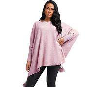 Zaif & Hari New Ladies Oversized Italian Boxy Lagenlook Poncho Look Drape Sides Baggy Knitted Sweater Jumper Top 8-28 (One Size 8-28, Pink)