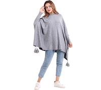 Zaif & Hari New Ladies Oversized Italian Boxy New Poncho Look Drape Sides Baggy Knitted Sweater Jumper Top 8-28 (One Size 8-28, Grey)
