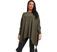 Zaif & Hari New Ladies Oversized Italian Boxy New Poncho Look Drape Sides Baggy Knitted Sweater Jumper Top 8-28 (One Size 8-28, Khaki)