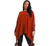 Zaif & Hari New Ladies Oversized Italian Boxy New Poncho Look Drape Sides Baggy Knitted Sweater Jumper Top 8-28 (One Size 8-28, Rust)