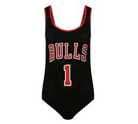 Zaif & Hari New Women American Chicago Bull 1 Ladies Sleevlees Scoop Neck Bodysuit Leotard Top 8-14 (8, Black)