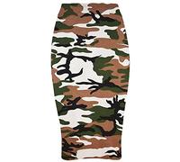 Zaif & Hari New Women's Ladies Printed Stretchy Pencil Bodycon Wiggle MIDI Skirt Plus Size 8-26 (M/L (UK 12-14), Camouflage)