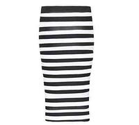 Zaif & Hari New Women's Ladies Printed Stretchy Pencil Bodycon Wiggle MIDI Skirt Plus Size 8-26 (S/M (UK 8-10), Horizontal Stripe)
