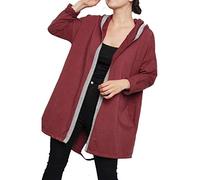 Zaif & Hari Plus Size Women Sequin Angel Wings Back Over-Sized Hooded Hoodie Sweatshirt Open Jacket Coat Cardigan (XLarge 20-22, Wine)