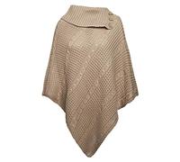 Zaif & Hari Woman Coller 3 Buttons Cape Shawl Wrap Cabel Knitted Sweater Jumper Ladies Poncho One Size 8-26 (Beige, S/M UK 8-10)