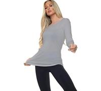 Zaif & Hari® Women Basic Long Sleeve Plain Round Neck Ladies Stretch Plus Size Top T Shirt (M/L (UK 12-14), Grey)