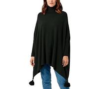 Zaif & Hari Women Ladies Hi Neck Batwing Tassels Poncho Fine Knitted Winter Shawl Jumper Top One Size Fits 10-28 (One Size 8-28, Black)