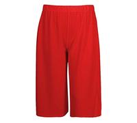 Zaif & Hari Women Wide Leg Culottes 3/4 Short Pants Casual Ladies Loose Capri Trousers (UK 12-14, Red)