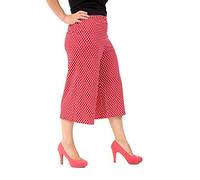 Zaif & Hari Women Wide Leg Culottes 3/4 Short Pants Casual Ladies Loose Capri Trousers (UK 16-18, Red Polka Dots)