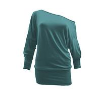 Zaif & Hari Womens Batwing Baggy TOP Jumper Jersey Cuff Long Sleeves Off Shoulder Ladies Oversized Plain Casual Blouse TOP 8-26 (Medium/Large 12-14, Teal)