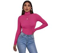 Zaif & Hari® Womens Plain Long Sleeves Polo Neck Top Ladies Turtle Neck Plain Roll Neck Jumper Top Size 8-26 Fuchsia 16/18