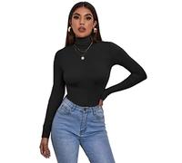 Zaif & Hari® Women's Polo Roll Neck Long Sleeve Turtle Neck Jumper - Ladies Plain Mockneck Casual Top (Black, 12-14)