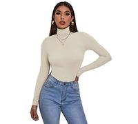 Zaif & Hari® Women's Polo Roll Neck Long Sleeve Turtle Neck Jumper - Ladies Plain Mockneck Casual Top (Cream, 24-26)
