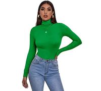 Zaif & Hari® Women's Polo Roll Neck Long Sleeve Turtle Neck Jumper - Ladies Plain Mockneck Casual Top (Jade Green, 8-10)