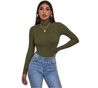 Zaif & Hari® Women's Polo Roll Neck Long Sleeve Turtle Neck Jumper - Ladies Plain Mockneck Casual Top (Khaki, 24-26)