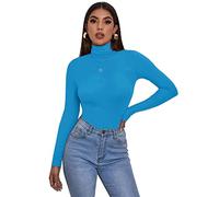 Zaif & Hari® Women's Polo Roll Neck Long Sleeve Turtle Neck Jumper - Ladies Plain Mockneck Casual Top (Turquoise, 12-14)