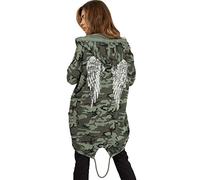 Zaif & Hari® Women's Sequin Angel Wings Cardigan Oversized Hoodie - Ladies Baggy Jacket Hoody Front Open Sweatshirt Coat Top (Khaki Camouflage Print, 24-26)