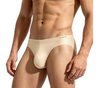 ZAIGELUO Eisseide Slips Herren Silk Briefs Underhose Weich Nahtlos Schnell Trocknende Low Rise Männer Unterwäsche XXL Apricot