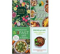 Zaika [Hardcover], Fresh & Easy Indian Street Food, Vegetarian 5 2 Fast Diet for Beginners, Fresh & Easy Indian Vegetarian Cookbook 4 Books Collection Set