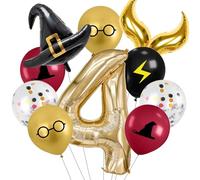 Zailo 32-inch Number Magic Wizard School Balloons, Magic Wizard Themed Party Decorations, Snitch Balloons Suitable for Magic Themed Birthdays Baby Shower Party Supplies (Number 4)