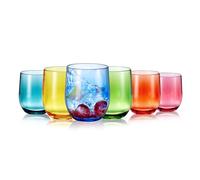ZAINCA 14-ounce Plastic Stemless Wine Glasses, All Purpose Arcylic Glasses, set of 6 Multicolor Reusable Shatter-resistant Dishwasher Safe