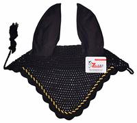 Zainee Sports Handmade Crochet Horse Fly Bonnet - Ear Bonnet Fly Veil for Horses, Breathable Ear Net - Pony, Cob, Full & x-Full (Black, Horse/Full)