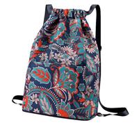 Zaino A Tracolla Regolabile Per Uomo E Donna | Sandproof Piegevole Per Palestra Sport Viaggi Attività Acquatiche | Borsa Da Spiaggia Impermeabile | Soluzioni Di Storage Pratiche., Retro Blue Flowers