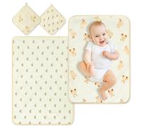 Zainpe 4Pcs Muslin Cotton Waterproof Changing Pad Liners & Washcloth Set Absorbent Leak Proof Baby Rainbow Bed Protector Washable Portable Diaper Changing Table Mat Gifts for Newborn 27.6” X 19.7”