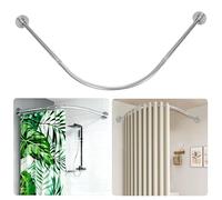 ZAIONE L-Shaped Shower Curtain Rail: Adjustable 90-130 x 90-130 cm Corner Shower Curtain Rod Stainless Steel Drill or No Drill Silver for Awkward UK Bathroom