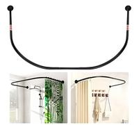 ZAIONE U-Shaped Shower Curtain Rail: Adjustable 90-130 x 100 x 90-130cm Drill or No Drill U-Shaped/L-Shaped Curved Black Curtain Pole Rod
