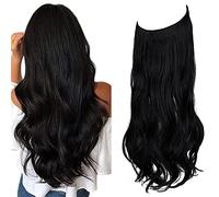 ZAIQUN Hair Extensions, Invisible Secret Wire Hair Extensions One Piece Straight Curly Wavy Hair Extension Synthetic Hairpieces for Women, 18/20/22 inch
