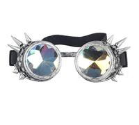 ZAIQUN Kaleidoscope Glasses Steampunk Goggles Rivet Steampunk Windproof Mirror Vintage Gothic Rave Rainbow Crystal Lenses Glasses