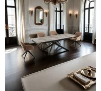 Zaira White with Black Vein Sintered Stone Dining Room Table DS Living White 240cm x 90cm