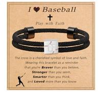 ZaisuiFun Men Adjustable Rope Cross Bracelet, Bible Verses Milanese Rope Faith Bracelet Black Boy Christian Wristband, One Size, Polyester, no gemstone