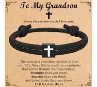 ZaisuiFun Men Adjustable Rope Cross Bracelet, Bible Verses Milanese Rope Faith Bracelet Black Boy Christian Wristband, One Size, no gemstone