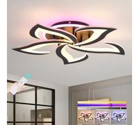 ZAITINZ LED Ceiling Light Dimmable, 50W Flush Ceiling Lights with Remote Control,Petals Chandeliers Ceiling Lamp for Bedroom Living Room Kitchen Game Room,3000-6000k, Black