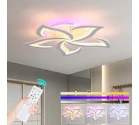 ZAITINZ LED Ceiling Light Dimmable, 50W Flush Ceiling Lights with Remote Control,Petals Chandeliers Ceiling Lamp for Bedroom Living Room Kitchen Game Room,3000-6000k, White