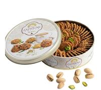 Zaitoune Barazek Cookies - 250 g | Luxurious Crunchy Sesame & Pistachio Biscuits Handcrafted in Turkey | Beautiful Reusable Gift Tin | Perfect for Coffee or Tea | Great Sharing Present