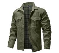 Zaitun Men's Flannel Lined Shacket Jacket Plaid Brushed Lining Cowboy Western Twill Outdoor Shirt Jacket