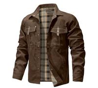 Zaitun Men's Flannel Lined Shacket Jacket Plaid Brushed Lining Cowboy Western Twill Outdoor Shirt Jacket