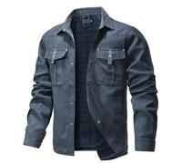 Zaitun Men's Flannel Lined Shacket Jacket Plaid Brushed Lining Cowboy Western Twill Outdoor Shirt Jacket