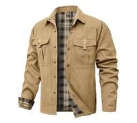 Zaitun Men's Flannel Lined Shacket Jacket Plaid Brushed Lining Cowboy Western Twill Outdoor Shirt Jacket