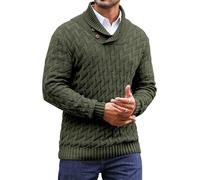 Zaitun Mens Knitted Jumper Button Turtle Neck Tops for Men Warm Long Sleeve Sweater Casual Winter Pullover Army Green